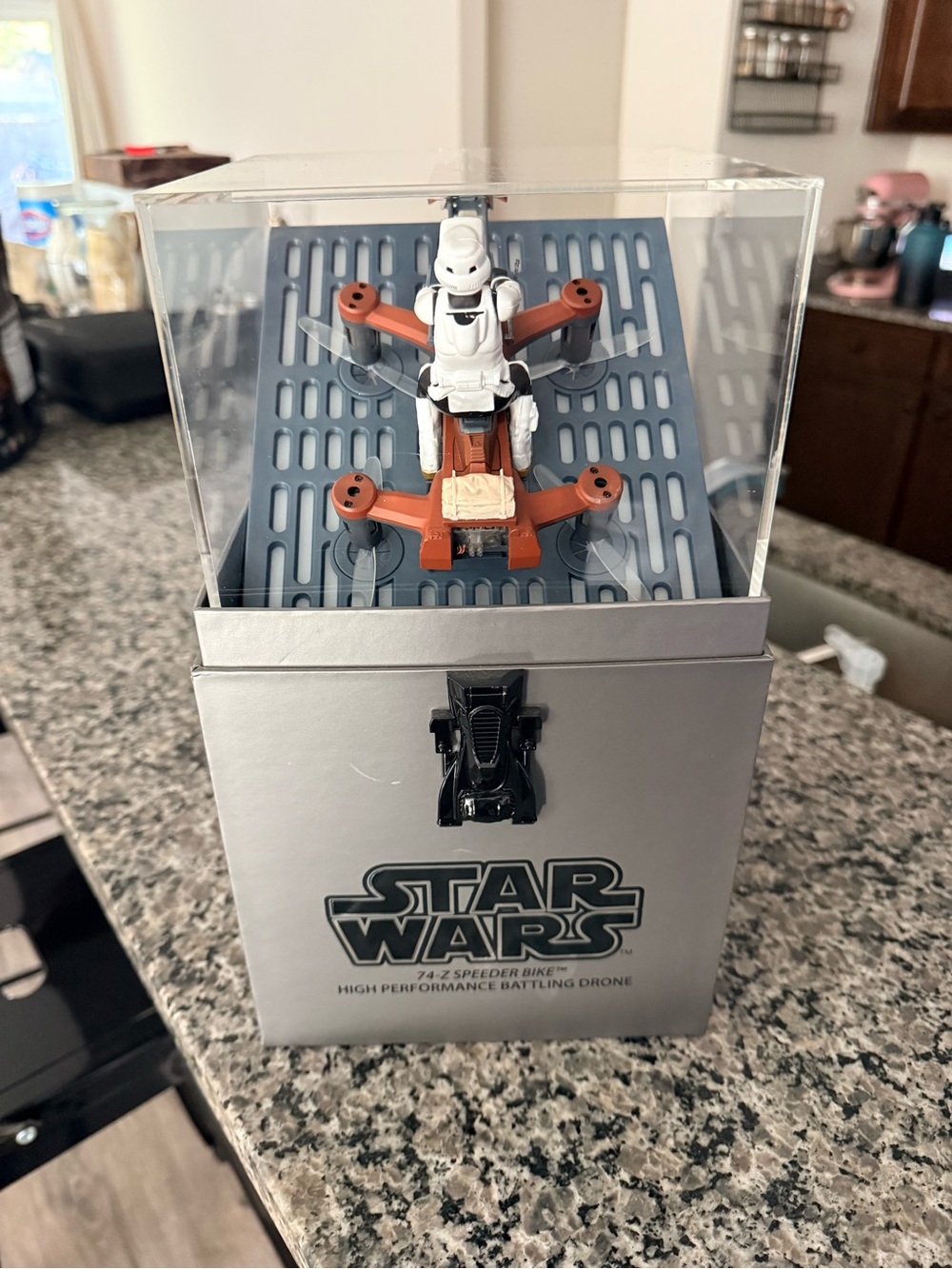 Star Wars Speeder Bike Drone with Stormtrooper Figure - White & Orange